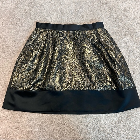 PINK Tartan gold brocade Tiffany mini skirt metallic skater circle Sz 6 NWOT - Picture 2 of 13